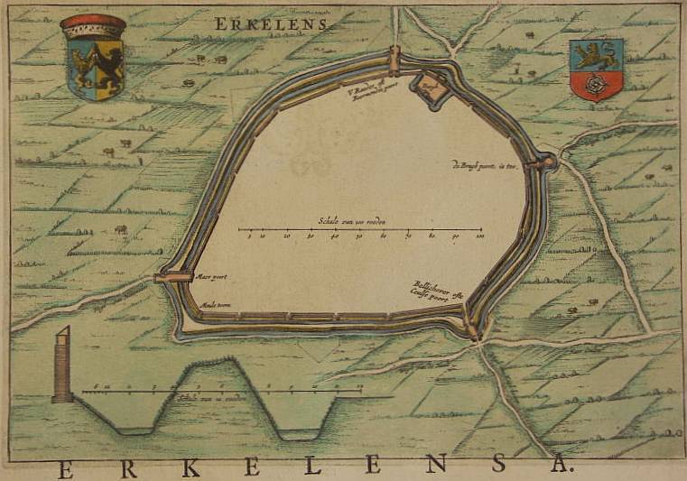 © Stadtarchiv Erkelenz | Blaeu, Stadtbefestigung von Erkelenz, 17. Jh.