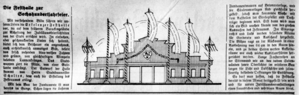 1926-05-08-Erkelenzer Kreisblatt Bau der Festhalle