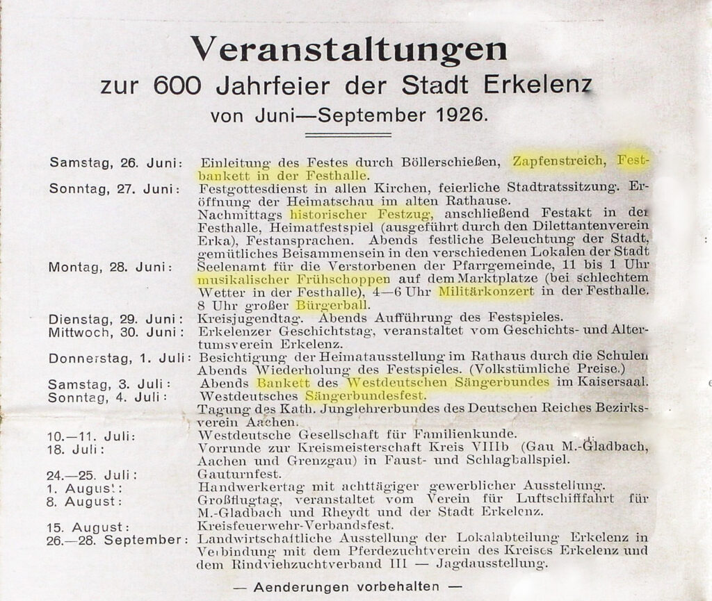 1926 Festprogamm Festwoche-600 Jahre Erkelenz bearb