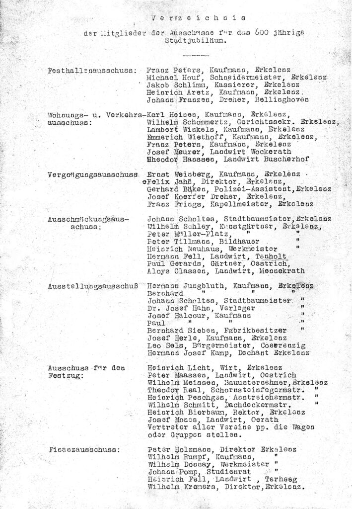Ausschüsse für Festvorbereitung