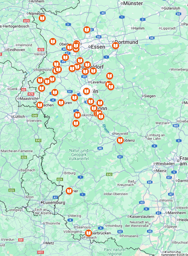 © Bernd Finken | Karte Verbreitung der Presse Nachrichten zu 600 Jahre Erkelenz 2