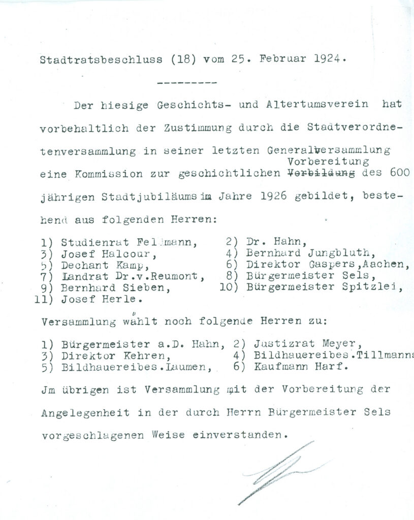 zusätzlicher Ausschuss des Geschichts und Altertumsvereins