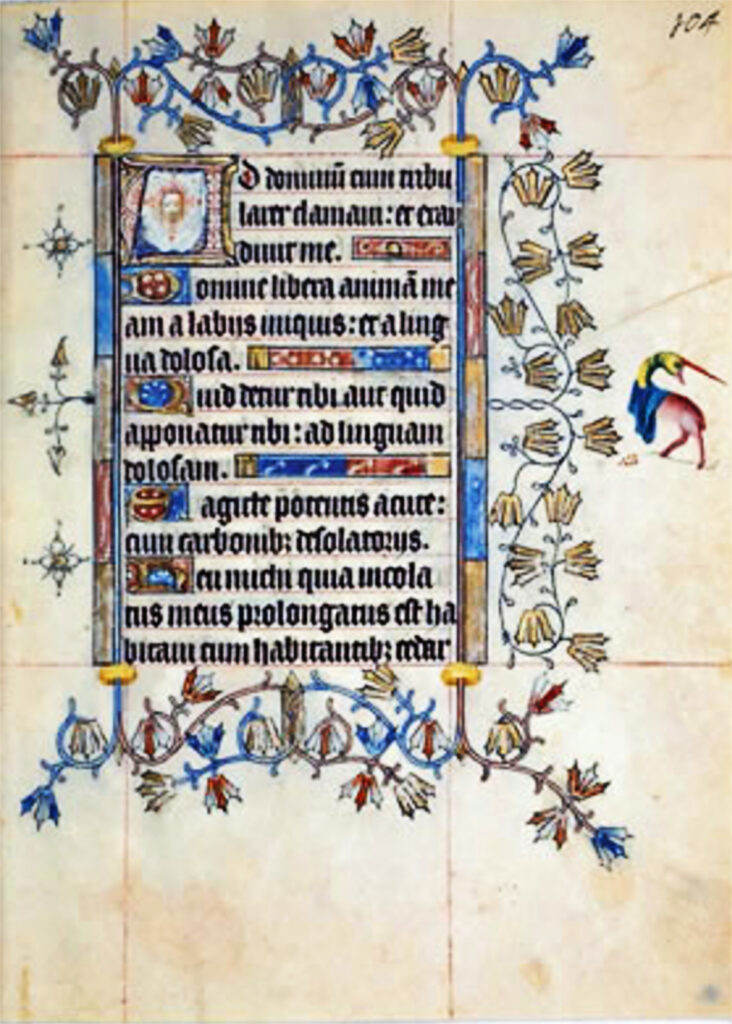 © Österreichische Nationalbibliothek, Public domain | Hours_of_Maria_d'Harcourt_-_decorated_text_page_-_ONB_f104